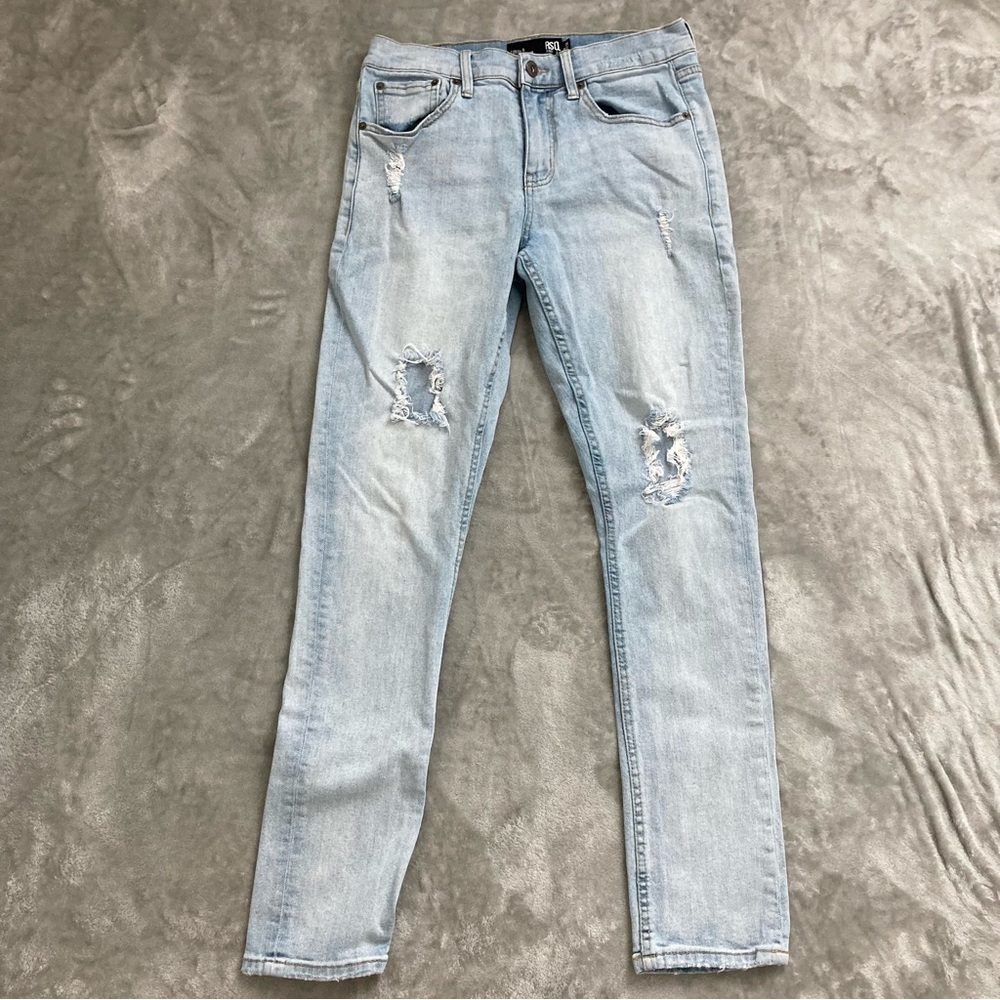 RSQ Toronto Slim Taper Jeans Light Wash Distressed Stretch 28x32